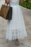 Elegant Solid Mesh Loose High Waist Type A Patchwork Bottoms