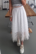 Elegant Solid Mesh Loose High Waist Type A Patchwork Bottoms