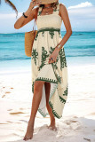 Casual Vacation Floral Stringy Selvedge Square Collar Sling Dresses