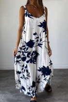 Casual Floral Backless V Neck Printed Dresses