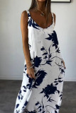 Casual Floral Backless V Neck Printed Dresses