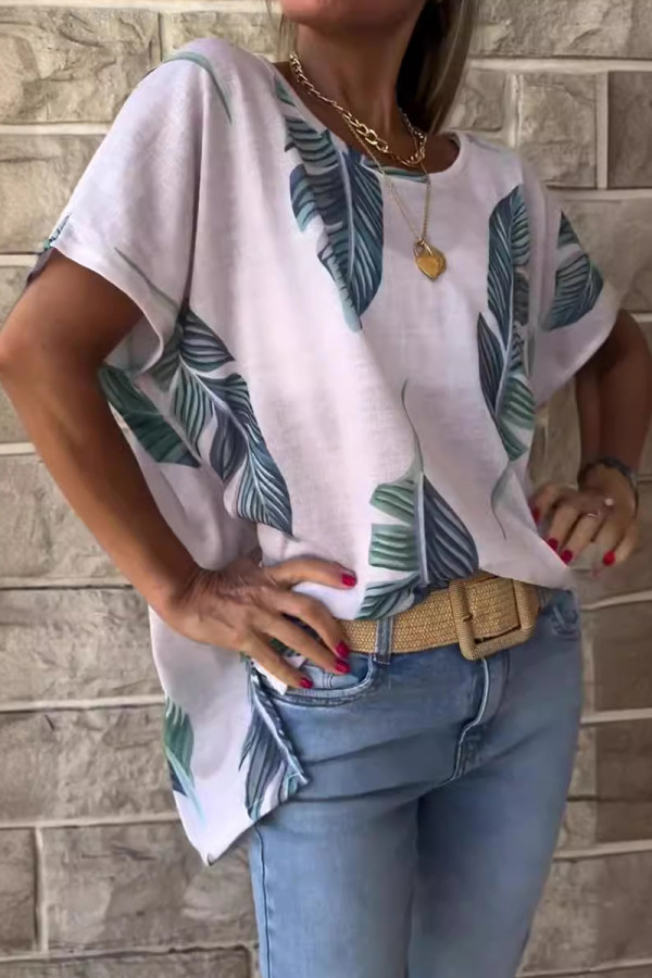 Casual Floral O Neck T-Shirts