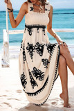 Casual Vacation Floral Stringy Selvedge Square Collar Sling Dresses