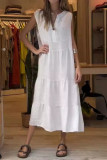 Casual Simplicity Solid Fold V Neck Sleeveless Dresses