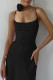 Sweet Elegant Solid Bandage Backless Flowers U Neck One Step Skirt Dresses