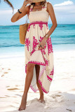 Casual Vacation Floral Stringy Selvedge Square Collar Sling Dresses