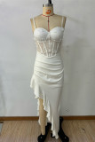Sexy Formal Solid Flounce With Bow V Neck Evening Dresses