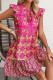 Elegant Geometric Print Frenulum Contrast V Neck Cake Skirt Dresses
