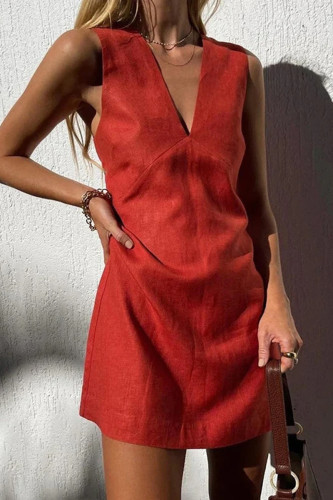 Casual Simplicity Solid V Neck Sleeveless Dresses