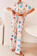 Casual Print Graffiti Pocket Turndown Collar Long Sleeve Two Pieces