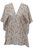 Casual Geometric Print Patchwork V Neck Tops