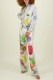 Casual Print Graffiti Patchwork Turndown Collar Long Sleeve Two Pieces
