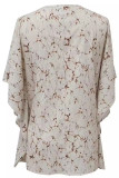 Casual Geometric Print Patchwork V Neck Tops