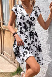 Elegant Floral Patchwork V Neck A Line Dresses