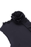 Sexy Solid Tassel Flowers Stringy Selvedge Collar Sleeveless Two Pieces