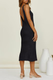Sexy Vacation Solid Backless Slit Swimwears Cover Up