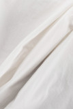 Casual Solid Bandage Pocket Buttons Turn-back Collar Tops