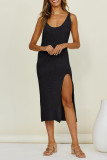 Sexy Vacation Solid Backless Slit Swimwears Cover Up
