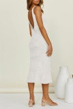 Sexy Vacation Solid Backless Slit Swimwears Cover Up