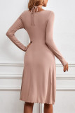 Elegant Solid Bandage Fold V Neck A Line Dresses