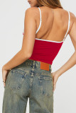 Sexy Solid Contrast V Neck Tops