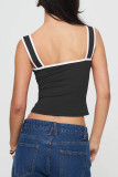 Sexy Solid Fold Contrast V Neck Tops