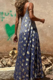 Sexy Gradient Print Contrast V Neck Sling Dresses