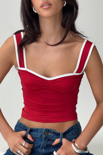 Sexy Solid Fold Contrast V Neck Tops