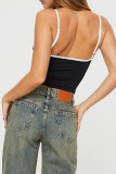 Sexy Solid Contrast V Neck Tops