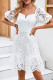 Elegant Solid Lace Hollowed Out Square Collar A Line Dresses