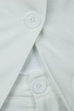 Casual Simplicity Solid Buttons Slit O Neck Sleeveless Two Pieces