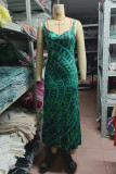 Sexy College Geometric Print Slit V Neck Sling Dresses