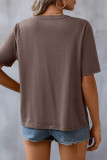 Casual Flowers Embroidered V Neck T-Shirts