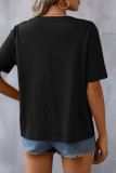 Casual Flowers Embroidered V Neck T-Shirts