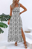 Bohemian Vacation National Totem Print Frenulum Slit Printed Dresses