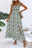 Bohemian Vacation National Totem Print Frenulum Slit Printed Dresses