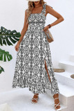 Bohemian Vacation National Totem Print Frenulum Slit Printed Dresses