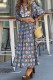 Bohemian Print Flowers Patchwork Three-dimensional Pattern Turndown Collar A Line Dresses