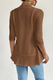 Casual Daily Solid Color Hollow Out Ruffle Turndown Collar Outerwear