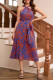 Vacation Geometric Print Lace Up Contrast Halter Sleeveless Dresses