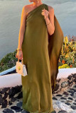 Sexy Solid Color Irregular Oblique Collar Irregular Dresses