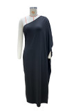 Sexy Solid Color Irregular Oblique Collar Irregular Dresses