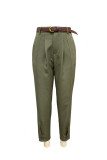 Casual Daily Solid Color Pocket With Belt Loose High Waist Harlan Solid Color Bottoms
