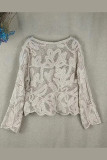 Casual Street Hook Flower Solid Color Hollow Out O Neck Tops