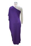Sexy Solid Color Irregular Oblique Collar Irregular Dresses