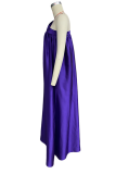 Daily Vacation Solid Color Lace Up Oblique Collar Sleeveless Dresses