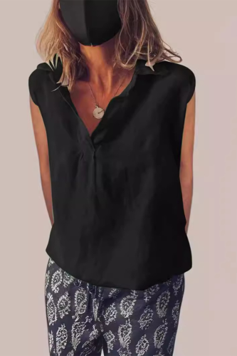 Casual Daily Solid Color Turndown Collar Tops