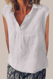 Casual Daily Solid Color Turndown Collar Tops