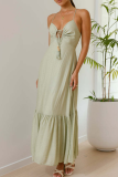 Sexy Solid Color Strap Design V Neck Sling Dresses
