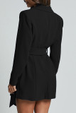 Sexy Formal Solid Color Lace Up Buttons Turn-back Collar Outerwear
